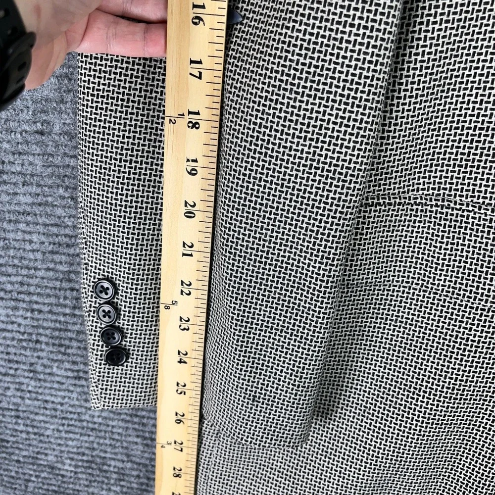 Paul Fredrick Double Breasted Wool Blazer Mens 52R Micro Check Peak Lapel Formal